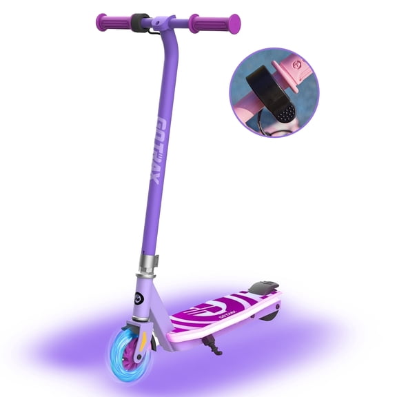 GOTRAX Scout light-up kids’ electric scooter for ages 4–7, 80w motor, 6 mph, colorful led front wheel & deck, lightweight,Pink