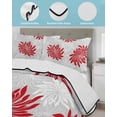 thumbnail image 3 of Twin XL Quilt Bedding Set, Red Grey Flowers Reversible Summer Quilt 3 Pieces, Modern Abstract Blooms Floral Lightweight Bedspreads Coverlets with 2 Pillow Shams for All Seasons, 3 of 5