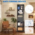 thumbnail image 2 of SUNCROWN 63" H Narrow Bathroom Storage Cabinet with Drawer & Adjustable Shelves, Freestanding Linen Tower with Glass & Solid Doors, Anti-Tip Safety Device, Black﻿, 2 of 9