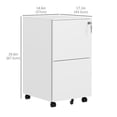 thumbnail image 2 of White 2-Drawer Vertical Steel Filing Cabinet on Wheels - Lockable Office File Cabinet for A4, Letter & Legal Size Documents - Ideal for Home or Office Storage, 2 of 7