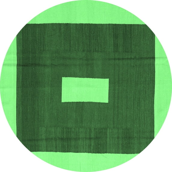 Ahgly Company Indoor Round Abstract Emerald Green Contemporary Area Rugs, 7' Round