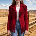 thumbnail image 2 of Toddler Kids Girls Fringe Suede Moto Jacket Long Sleeve Open Front Warm Cozy Windproof Western Utility Outerwear 5-6 Years, 2 of 9
