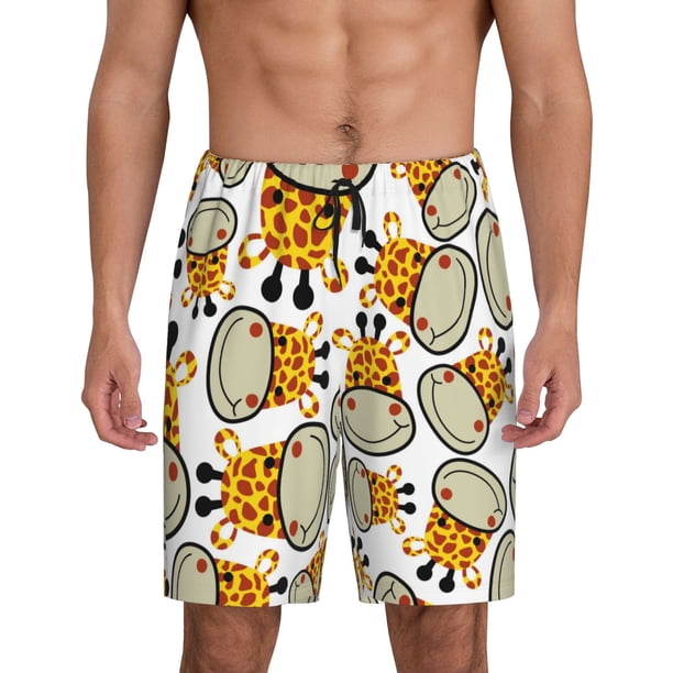 Fotbe Giraffes Head Pantalones Cortos de Pijama para Hombre, Ropa de Dormir, Pantalones de Pijama Cortos para Hombre-4X-Large
