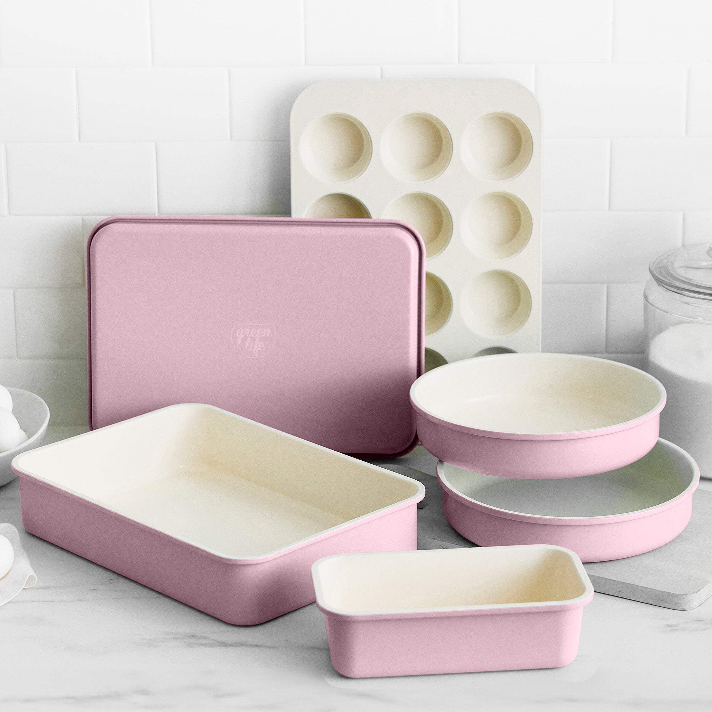 GreenLife 6 Piece Ceramic Nonstick Bakeware Set, Pink - Walmart.com