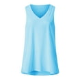 thumbnail image 2 of Prolriy Tank Tops for Women 2024 Women's 2024 Summer Vest European and American Solid Color Loose V Neck Sleeveless T Shirt Tops for Women, Womens Summer Tops Blue XXXL, 2 of 3