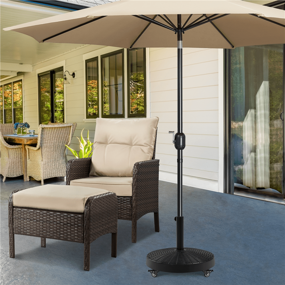Renwick 55 lb Heavy-Duty Resin Patio Umbrella Base with Wheels, Black