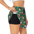 thumbnail image 1 of Balery Cartoon Turkey Pantalones cortos deportivos para mujer con forro y dos bolsillos, elásticos, para entrenamiento, gimnasio, yoga-XX-Large, 1 of 7