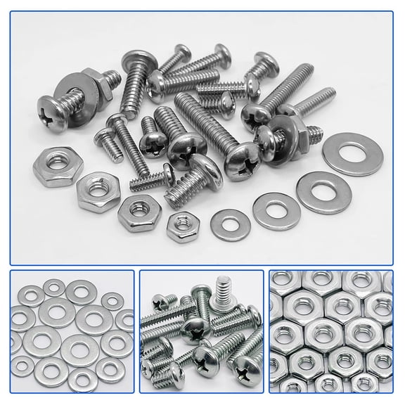 Nuts and Bolts Assortment Kit, Stainless Steel Hardware Assortment Kit with Assorted Screws, Nuts, Bolts and Washers