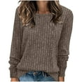 thumbnail image 1 of Hauts pour Femmes en Liquidation, T-Shirt Décontracté Uni à Col Rond avec Poche et Ourlet Fendu, Blouse en Polyester pour Femmes, 1 of 5