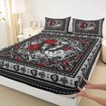 thumbnail image 4 of Erosebridal Chic Butterfly Full Size Sheets, Bohemian Aztec Mandala Bed Sheets, Black Gray Red, 4 Pieces 1 Flat Sheet, 1 Fitted Sheet and 2 Pillowcases, 4 of 5