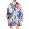 thumbnail image 2 of Colorful Flower Butterfly Pattern Wearable Oversized Blanket,Wearable Blanket Hoodie for Adults,Cozy Hooded Blankets with Super Pockets,Super Warm Fuzzy Pullover for Women & Men, 2 of 6