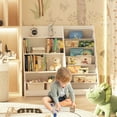 thumbnail image 4 of Hironpal Large 6 Layer Sling Kids Bookshelf, 4 Tier Wooden Children Toy Organizer Cabinet for Playroom Nursery Classroom Library, 4 of 8