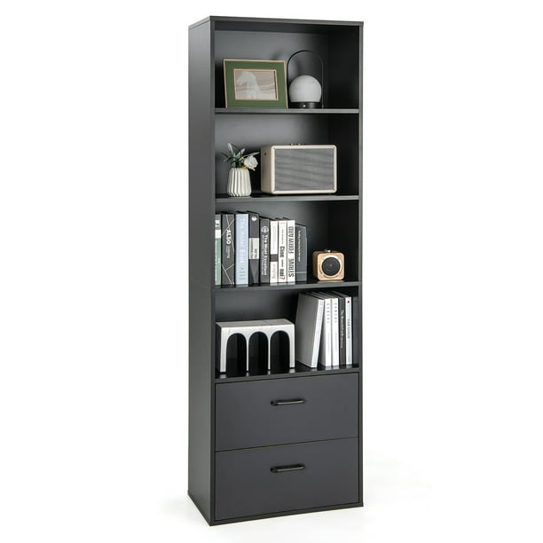 Estantería de Libros Costway Moderna 6 Niveles 60 x 34 x 188 cm Negro