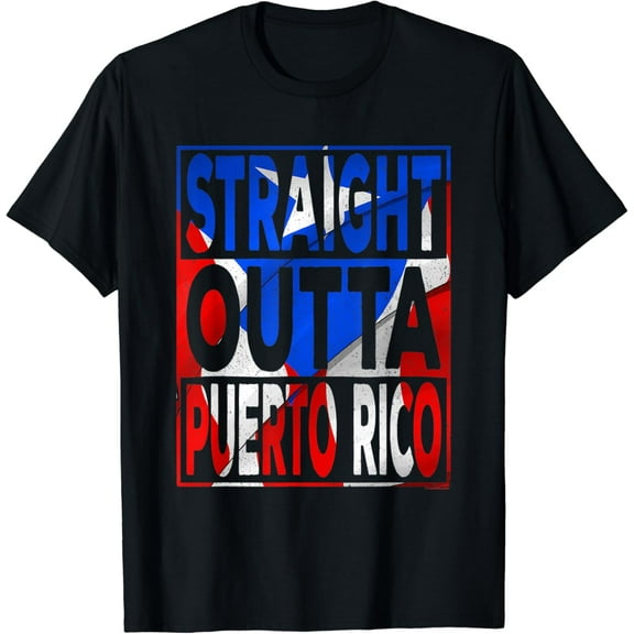 Straight Outta Puerto Rico Flag T-Shirt mens t shirt，black，women，funny，misfits，men，journey