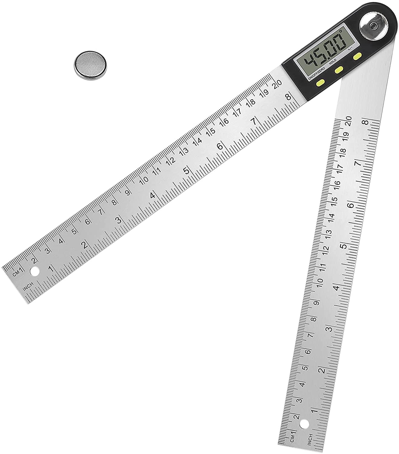 Digital protractor, 200 mm stainless steel square protractor, with zero