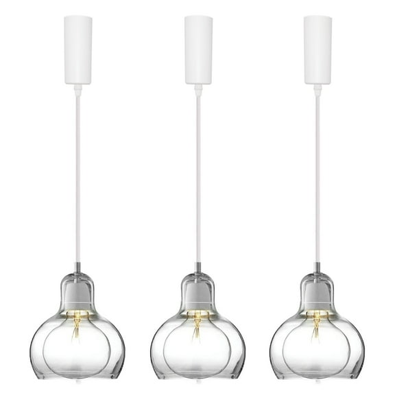 Kiven J-Type Track Lighting Light fixture, Adjustable Length,3-Light Modern Glass Juno Track Pendant Light, , E26 Socket