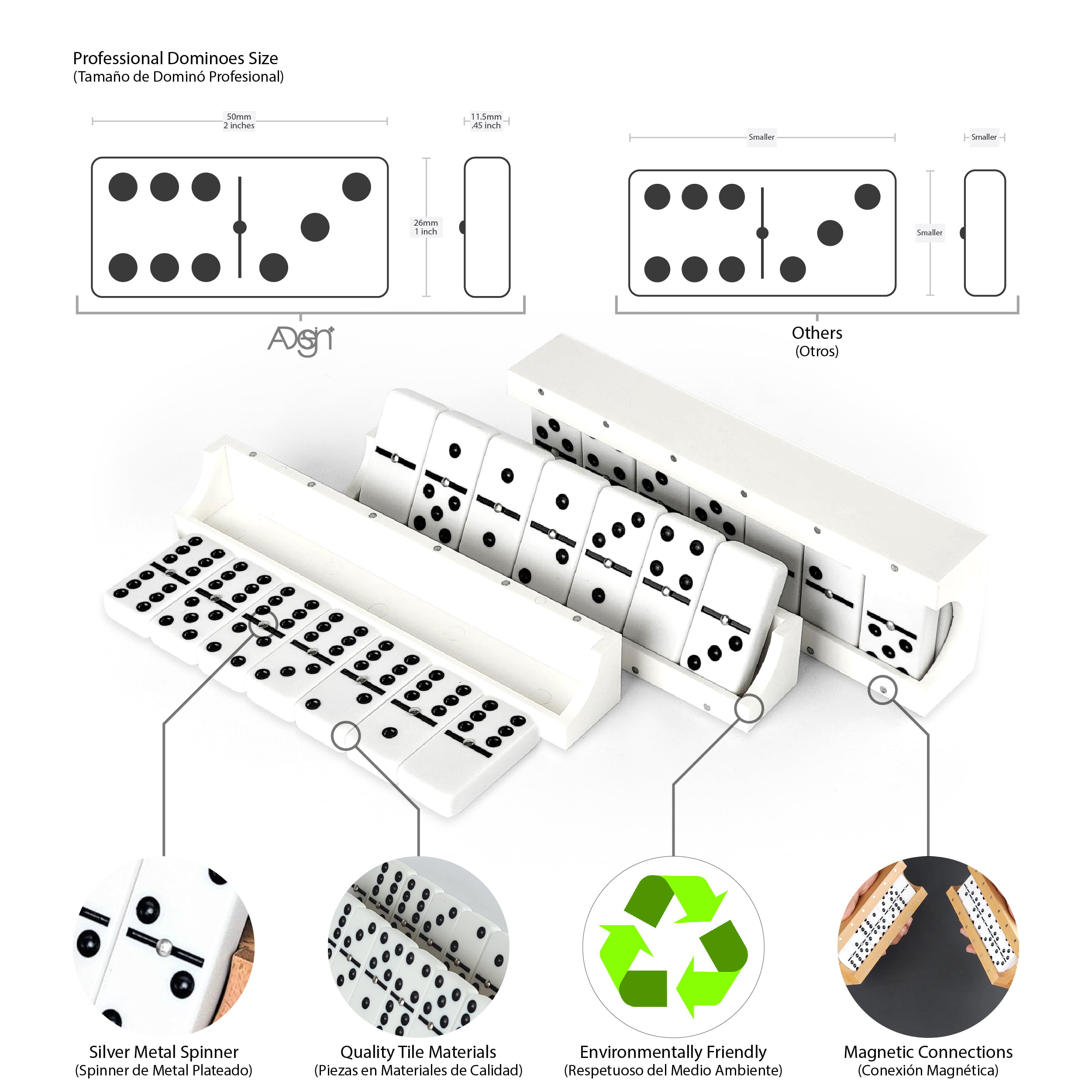 Domino Game Set of 28, Professional Double 6s