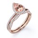 thumbnail image 4 of JeenMata Anillo de Bodas con Halo Pavé Morganita y Moissanita en Forma de Lágrima de 1,5 ct Melocotón: Conjunto de Anillo de Bodas con Cuerpo Retorcido Infinito: Baño de Oro Rosa de 18 K sobre Plata, 4 of 6
