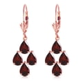 thumbnail image 2 of Galaxy Gold 14k Rose Gold Leverback Earrings with Garnets Dangle, 2 of 3