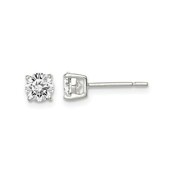 Synthetic Cubic Zirconia (CZ) Solitaire Stud Earrings 1.00 Carat (Ctw 5mm) in Sterling Silver for Women
