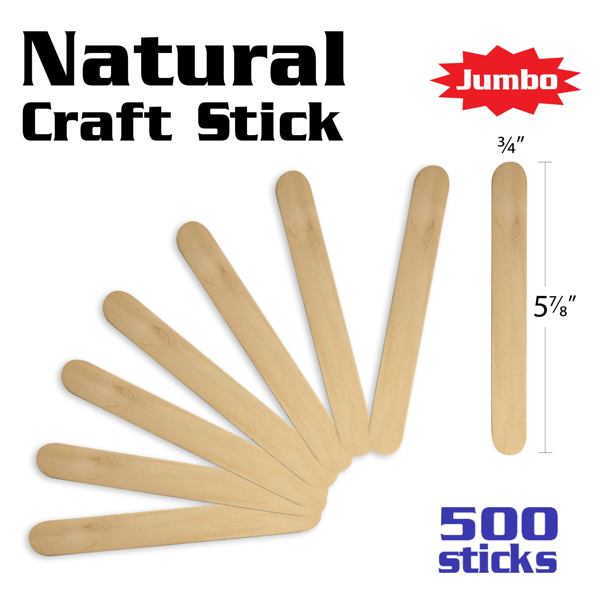 Jumbo Wood Popsicle Sticks for Art,Craft & DIY Projects â€“Natural Wooden  Craft Ice