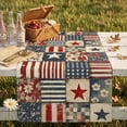 thumbnail image 5 of FAJHHA Table Runner 13.79" x 9.85" Art Deco Checkered Stars Stripes Table Runner Multicolor Checkered Stars Stripes Table Runners, 5 of 7
