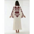 thumbnail image 4 of Embroidered Long Sleeve Maxi Dress with Belt, 4 of 7