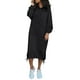 thumbnail image 1 of Vestido largo informal holgado con capucha y bolsillos para mujer - Vestido sudadera de felpa, capucha con cordón, abertura lateral, adecuado para otoño/invierno, tallas S-XXXXXL, 1 of 5