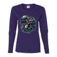 thumbnail image 2 of God Is My Judge Smokey Gray Skull Dark Pop Culture Womens Graphic Long Sleeve T-Shirt, Purple, Large, 2 of 3