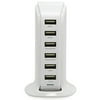 RND 8A Desktop Tower Rapid-Charging Station 6 Ports with Smart IC Technology for iPhone, iPad, Apple Watch, Samsung, LG, HTC, Moto, Sony, Microsoft, Blackberry and other USB Compatible Devices (white)