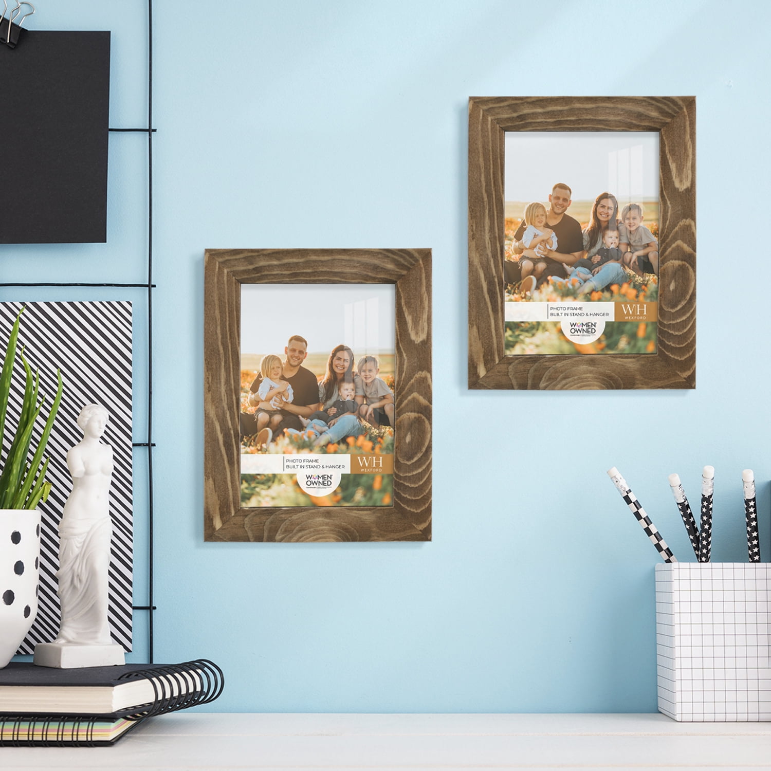 Woodgrain 3.5 in. x 5 in. Walnut Picture Frame (Set of 2)