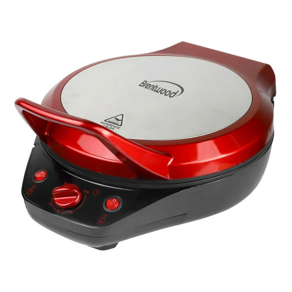 Brentwood TS-124R 1,200-Watt 12-In. Non-Stick Pizza Maker and Grill with Timer, Red, TS-124R