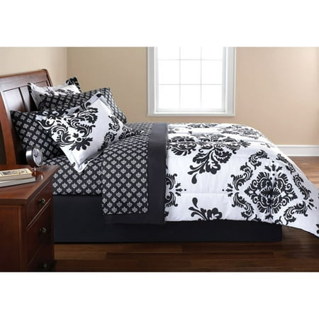 Mainstays Classic Noir Damask Coordinated Bedding Walmart Com