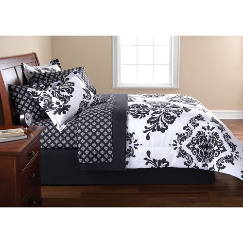 Mainstays Classic Noir Damask Coordinated Bedding