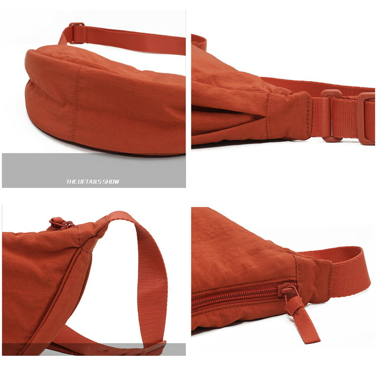 Yuanbang Nylon Bag Lady Small Crescent Shoulder Bag Pure Crossbody Bag Travel Handbags-Lemon Yellow, Women's, Size: 31*9*16CM