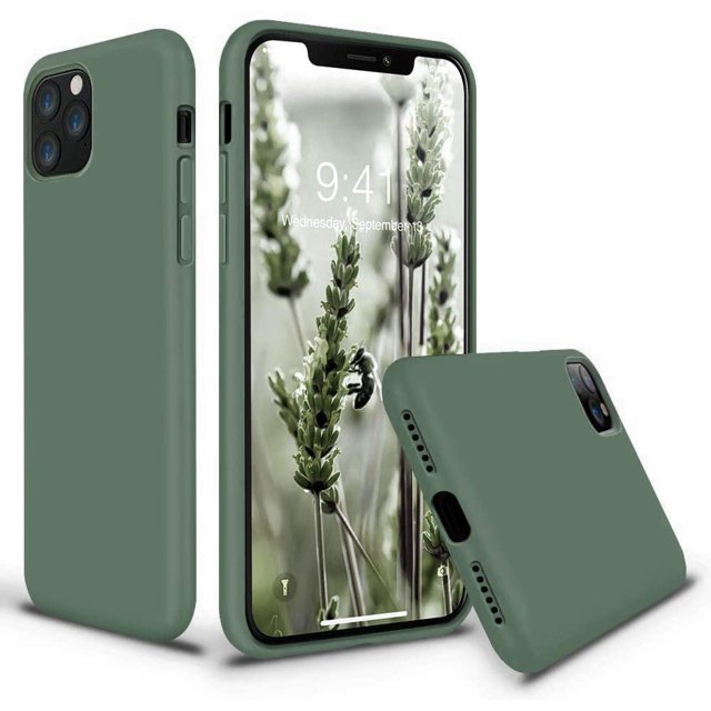 IBAOLEA iPhone 11 Pro Max Case, Soft Liquid Silicone Slim Rubber Full Body Protective iPhone 11 Pro Max Case Cover (with Soft Microfiber Lining) Design for iPhone 11 Pro Max - Matcha Pine Green