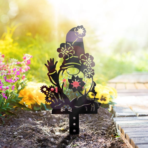 Giunmcul Holiday Saving Garden Goblin Plug-in Courtyard Decoration Faceless Doll Sign Acrylic Card
