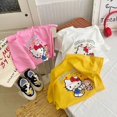 thumbnail image 2 of Camiseta de manga corta de algodón puro, nuevo estilo, top con estampado de dibujos animados para niños y niños de mediana edad, linda camisa con cuello redondo para niñas y bebés, 2 of 5