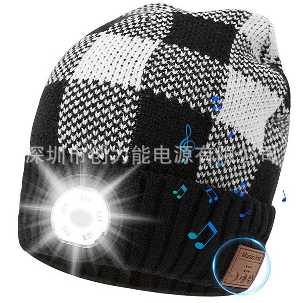 Gorro Bluetooth 5.0 para hombres y mujeres, gorro de música, gorro de nieve peludo para invierno, gorro de invierno suave y cálido, recargable, lavable para Navidad, esquí, patinaje, caminar, acampar, ciclismo Sailing Electrónica