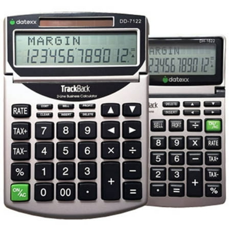 Datexx Combo Pack: DD-7122 TrackBack Desktop Calculator and DH-1622 TrackBack Handheld Calculator