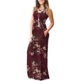 thumbnail image 4 of Lenago Robe Blanche Grande Taille pour Femmes Mode Décontractée Été Sans Manches Col Rond Imprimé Poches Longue Robe Plage en Solde, 4 of 9