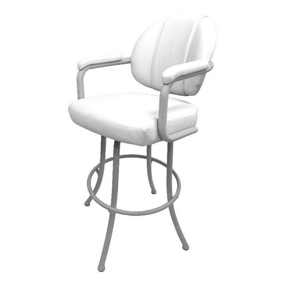 Tobias Designs 30" Vinyl Upholstered Swivel Bar Stool in White
