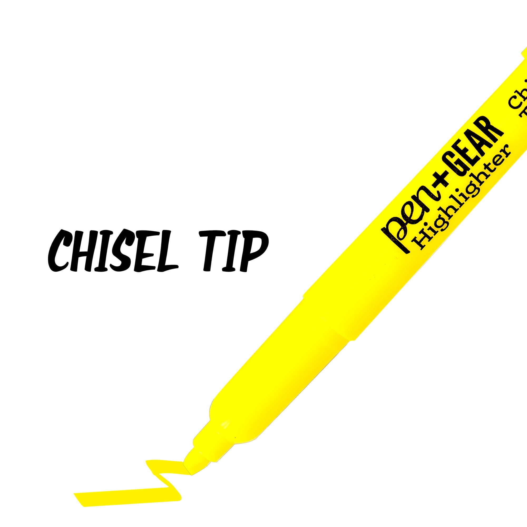 Pen + Gear Highlighters, Chisel Tip, Fluorescent Yellow, 2 Count