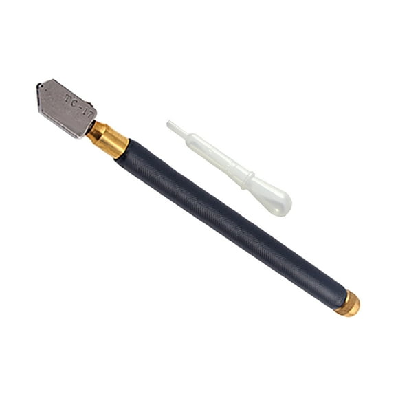 TOYO TC-17 Oil Glass Cutter Metal Handle Diamond Straight Head Cutting Tool New Black 17.5cm (Black)