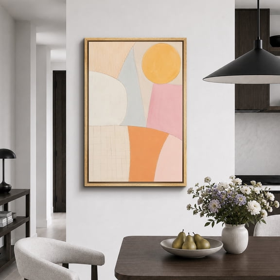 Framed Canvas Print Pastel Color Block Wall Art Minimalist Artwork Decoration for Living Room Bedroom - 16"x24" NATURAL Frame