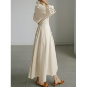 ZANZEA Women Buttons Long Sleeve Dress High Waist Casual Long Shirt Dress