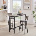 thumbnail image 4 of AUKFA 3-Piece Bar Table Set, Pub Dining Table & PU Upholstered Stools with Backrest for Kitchen Small Space, Gray, 4 of 10