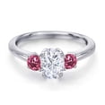 thumbnail image 3 of Gem Stone King 925 Sterling Silver White Moissanite and Pink Tourmaline Engagement Ring for Women | 1.20 Cttw | Oval 7X5MM | Gemstone Birthstone | Size 8, 3 of 7