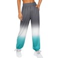 thumbnail image 2 of Casual Clashing Colours Trousers for Women Elastic Waist Sporty Gym Fit Jogger Sweatpants Track Cuff Pants, 2 of 5