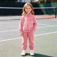 thumbnail image 2 of TOWED22 Baby Girl Clothes Fall Winter Toddler Outfits Long Sleeve Crewneck Sweatshirts Bell Bottoms Pants Girls Clothing Set,Pink,5-6 Y, 2 of 8